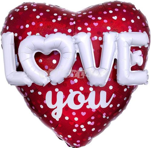 Srdce I LOVE YOU 3D 83x53 cm